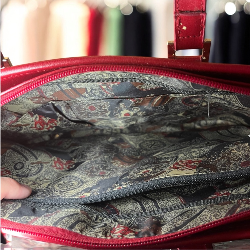 Vintage Brighton Red Croc Leather Tote Bag + Black Kiss Lock Coin Purse Set - Picture 5 of 13